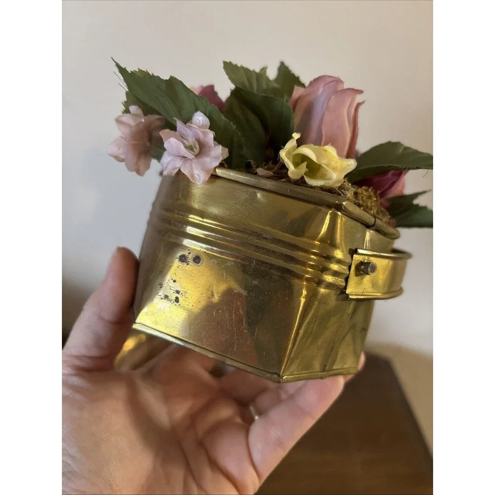 India Brass Pots/ Planters (2) MCM Cottagecore Classic Elegance Vintage